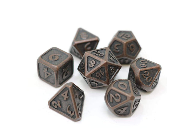 Gamers Guild AZ Die Hard Die Hard Metal Dice - 7-piece Set - Mythica Dark Copper Die Hard
