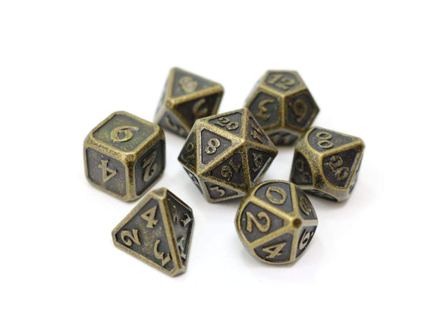 Gamers Guild AZ Die Hard Die Hard Metal Dice - 7-piece Set - Mythica Dark Gold Die Hard
