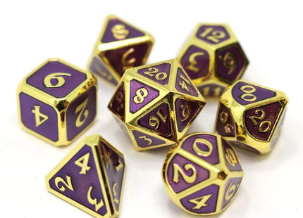 Gamers Guild AZ Die Hard Die Hard Metal Dice - 7-piece Set - Mythica Gold Amethyst - Black Friday Discontinue
