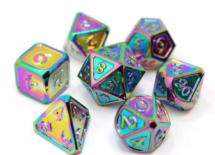 Gamers Guild AZ Die Hard Die Hard Metal Dice - 7 piece Set - Mythica Scorched Rainbow - Black Friday Discontinue