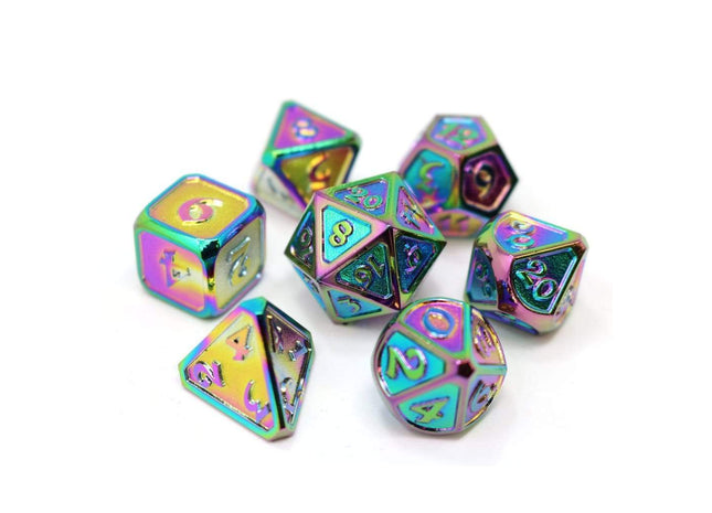Gamers Guild AZ Die Hard Die Hard Metal Dice - 7 piece Set - Mythica Scorched Rainbow Die Hard