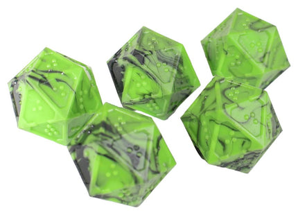 Gamers Guild AZ Die Hard DOTS Braille Acrylic Dice: Cursed Acid D20 (Set of 5) (Pre-Order) ACD Distribution