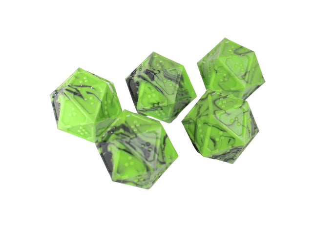 Gamers Guild AZ Die Hard DOTS Braille Acrylic Dice: Cursed Acid D20 (Set of 5) (Pre-Order) ACD Distribution