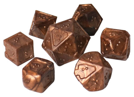 Gamers Guild AZ Die Hard DOTS Braille Acrylic Dice: Molten Bronze (7pc) (Pre-Order) ACD Distribution