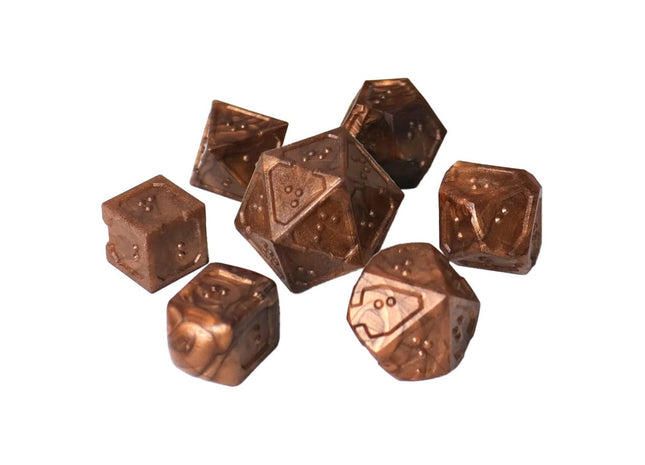 Gamers Guild AZ Die Hard DOTS Braille Acrylic Dice: Molten Bronze (7pc) (Pre-Order) ACD Distribution