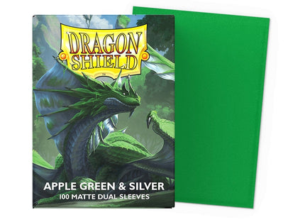 Gamers Guild AZ Dragon Shield Dragon Shield: Matte Dual Sleeves - Apple Green & Silver 100ct (Pre-Order) Southern Hobby