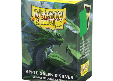 Gamers Guild AZ Dragon Shield Dragon Shield: Matte Dual Sleeves - Apple Green & Silver 100ct (Pre-Order) Southern Hobby