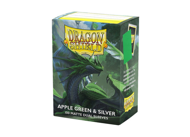Gamers Guild AZ Dragon Shield Dragon Shield: Matte Dual Sleeves - Apple Green & Silver 100ct (Pre-Order) Southern Hobby