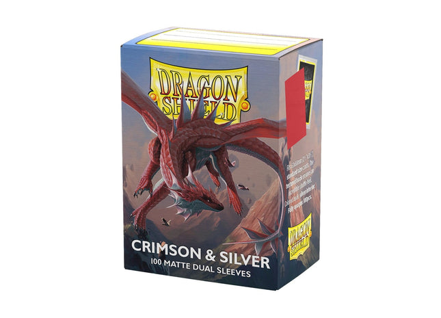 Gamers Guild AZ Dragon Shield Dragon Shield: Matte Dual Sleeves - Crimson & Silver 100ct (Pre-Order) Southern Hobby