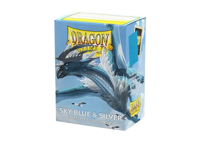 Gamers Guild AZ Dragon Shield Dragon Shield: Matte Dual Sleeves - Sky Blue & Silver 100ct (Pre-Order) Southern Hobby