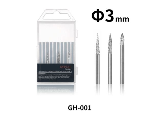 Gamers Guild AZ DSPIAE DSPIAE: GH-001 Double Cut Tungsten Carbide Rotary Burr*3 (Pre-Order) LSG