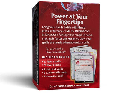 Gamers Guild AZ Dungeons & Dragons Dungeons & Dragons: Reference Cards - Spells 2 (Levels 2-3) (Pre-Order) GTS