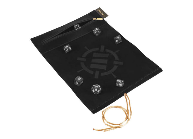 Gamers Guild AZ Enhance Gaming Enhance: Roll on a Scroll - Dice Mat & 7-Dice Set - Black ACD Distribution