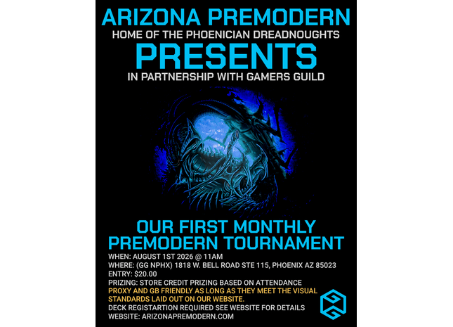 Gamers Guild AZ Event Tickets NPHX - 8/1 @ 11am - MTG Premodern Monthly Event Gamers Guild AZ