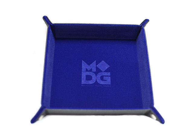 Gamers Guild AZ Fanroll Fanroll: 10"x10" Blue Velvet Folding Dice Tray with Leather Backing ACD Distribution
