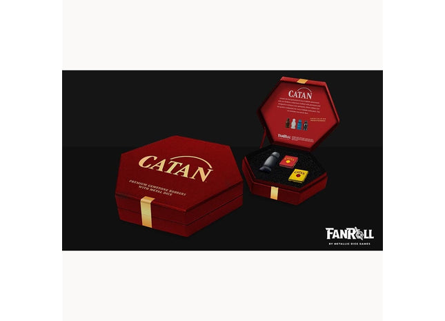 Gamers Guild AZ Fanroll Fanroll: Catan Premium Robber and Metal Dice Set: Cat's Eye Hematite (Pre-Order) GTS