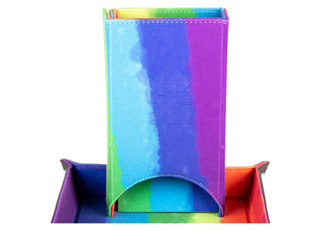 Gamers Guild AZ Fanroll Fanroll: Fold Up Velvet Watercolor Rainbow Dice Tower ACD Distribution