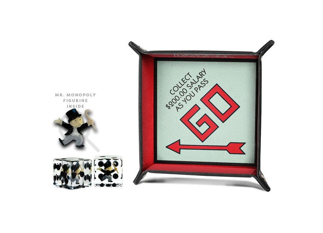 Gamers Guild AZ Fanroll Monopoly Dice Tray & Mr. Monopoly Dice Bundle ACD Distribution