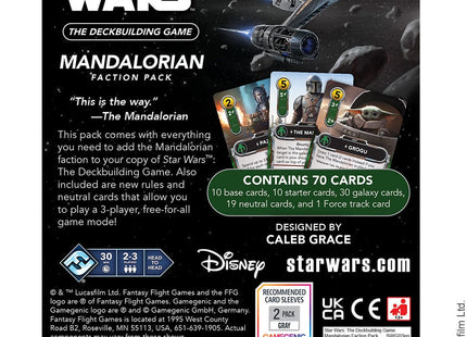 Gamers Guild AZ Fantasy Flight Games Star Wars: The Deckbuilding Game - Mandalorian Faction Pack (Pre-Order) Asmodee