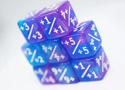 Gamers Guild AZ Foam Brain Games +1/+1 Blue & Purple Glitter Dice Counters Foam Brain Games