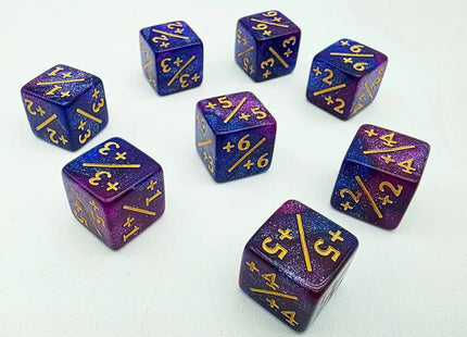 Gamers Guild AZ Foam Brain Games +1/+1 Dark Blue & Purple Glitter Dice Counters Foam Brain Games