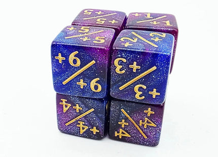 Gamers Guild AZ Foam Brain Games +1/+1 Dark Blue & Purple Glitter Dice Counters Foam Brain Games