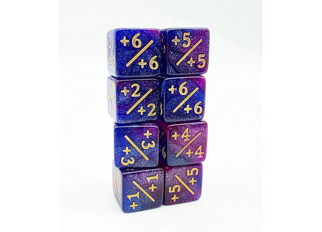 Gamers Guild AZ Foam Brain Games +1/+1 Dark Blue & Purple Glitter Dice Counters Foam Brain Games