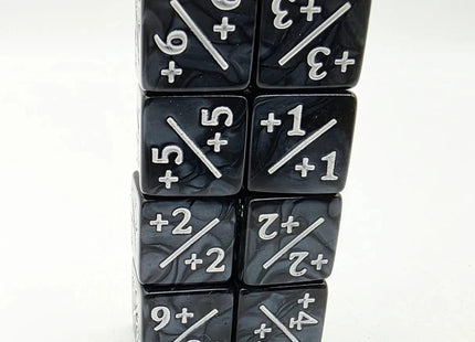 Gamers Guild AZ Foam Brain Games +1/+1 Pearl Black Dice Counters with White Foam Brain Games