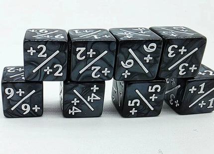 Gamers Guild AZ Foam Brain Games +1/+1 Pearl Black Dice Counters with White Foam Brain Games