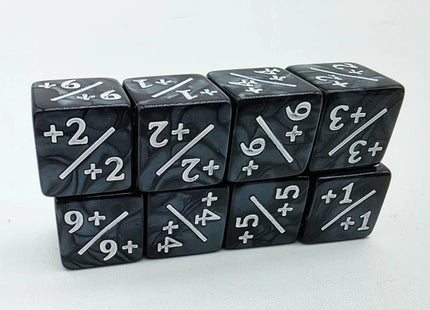 Gamers Guild AZ Foam Brain Games +1/+1 Pearl Black Dice Counters with White Foam Brain Games