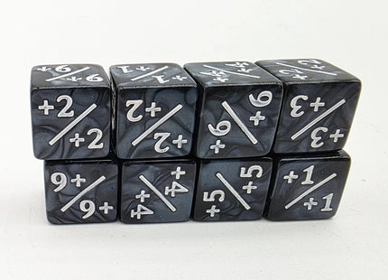 Gamers Guild AZ Foam Brain Games +1/+1 Pearl Black Dice Counters with White Foam Brain Games