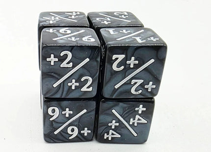 Gamers Guild AZ Foam Brain Games +1/+1 Pearl Black Dice Counters with White Foam Brain Games