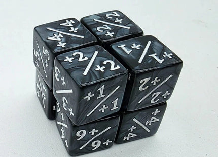 Gamers Guild AZ Foam Brain Games +1/+1 Pearl Black Dice Counters with White Foam Brain Games