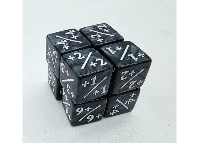 Gamers Guild AZ Foam Brain Games +1/+1 Pearl Black Dice Counters with White Foam Brain Games