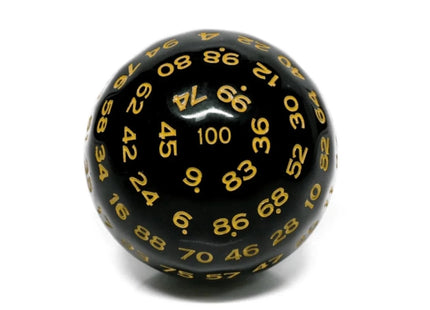 Gamers Guild AZ Foam Brain Games 45mm D100 - Black Opaque with Yellow Foam Brain Games
