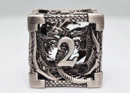 Gamers Guild AZ Foam Brain Games Bound Dragon: Silver - Hollow Metal RPG Dice Set Foam Brain Games