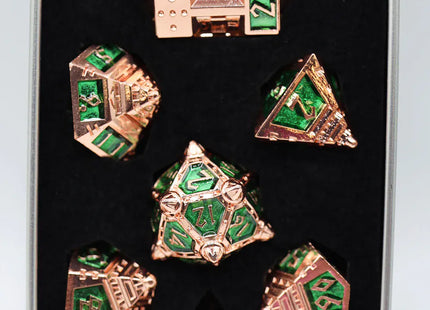Gamers Guild AZ Foam Brain Games Dice 51: Emerald Meteor Shower - Metal RPG Dice Set Foam Brain Games