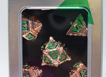 Gamers Guild AZ Foam Brain Games Dice 51: Emerald Meteor Shower - Metal RPG Dice Set Foam Brain Games