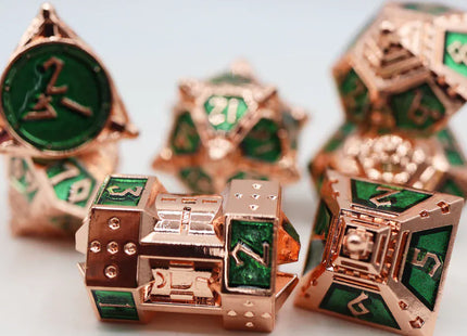 Gamers Guild AZ Foam Brain Games Dice 51: Emerald Meteor Shower - Metal RPG Dice Set Foam Brain Games