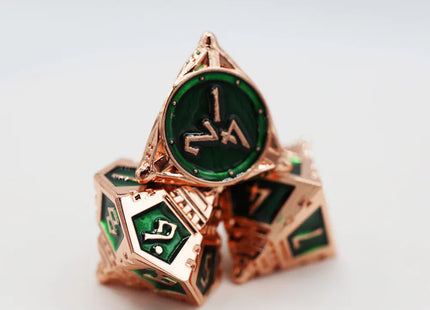 Gamers Guild AZ Foam Brain Games Dice 51: Emerald Meteor Shower - Metal RPG Dice Set Foam Brain Games