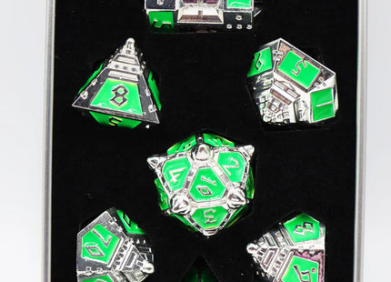 Gamers Guild AZ Foam Brain Games Dice 51: Neon Diamonds - Metal RPG Dice Set Foam Brain Games