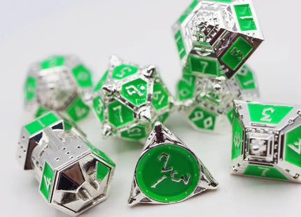 Gamers Guild AZ Foam Brain Games Dice 51: Neon Diamonds - Metal RPG Dice Set Foam Brain Games