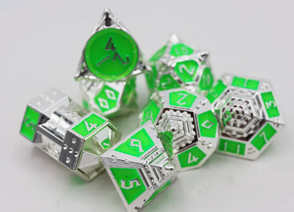 Gamers Guild AZ Foam Brain Games Dice 51: Neon Diamonds - Metal RPG Dice Set Foam Brain Games