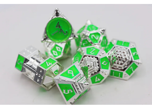 Gamers Guild AZ Foam Brain Games Dice 51: Neon Diamonds - Metal RPG Dice Set Foam Brain Games