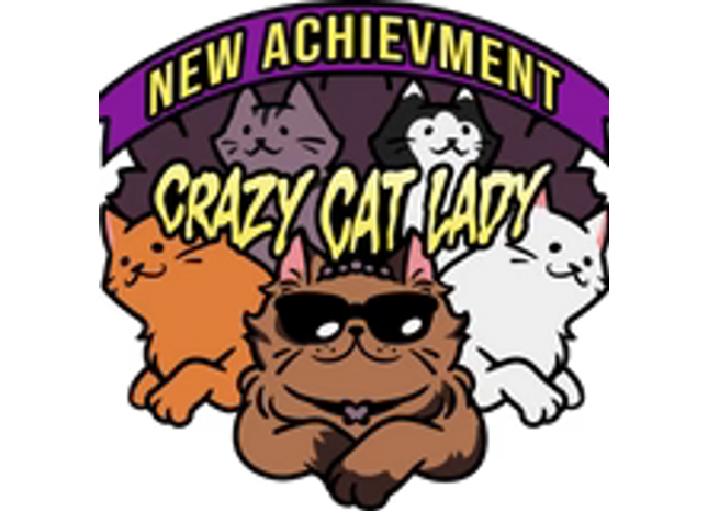 Gamers Guild AZ Foam Brain Games Dungeon Crawler Carl: New Achievement Crazy Cat Lady Enamel Pin  Foam Brain Games