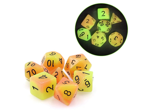 Gamers Guild AZ Foam Brain Games Glow in the Dark FireBall RPG Dice Set Foam Brain Games