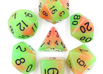 Gamers Guild AZ Foam Brain Games Glow in the Dark Mango RPG Dice Set Foam Brain Games
