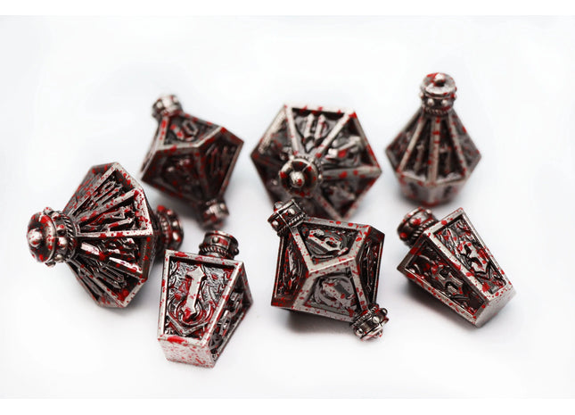 Gamers Guild AZ Foam Brain Games Moonlit Lantern: Blood Splatter - Metal RPG Dice Set Foam Brain Games