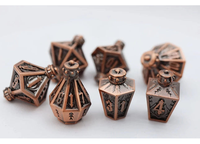 Gamers Guild AZ Foam Brain Games Moonlit Lantern: Coppered Flames - Metal RPG Dice Set Foam Brain Games