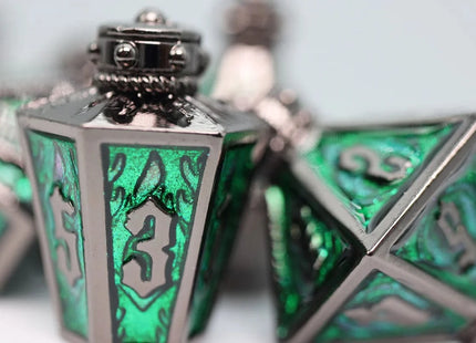 Gamers Guild AZ Foam Brain Games Moonlit Lantern: Midnight Acidfire - Metal RPG Dice Set Foam Brain Games